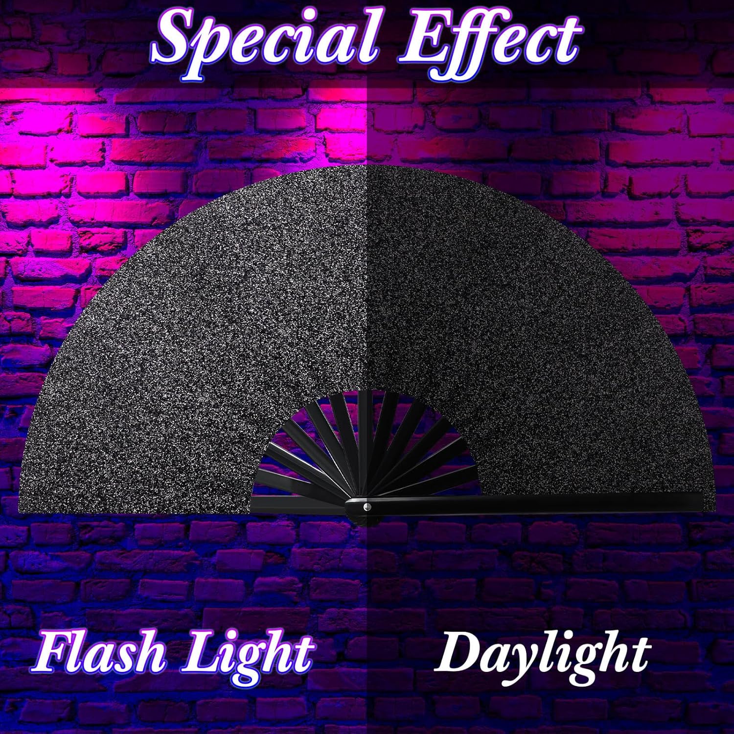 Large Black Glitter Clack Fan – Perfect for Boots on the Ground Line Dance