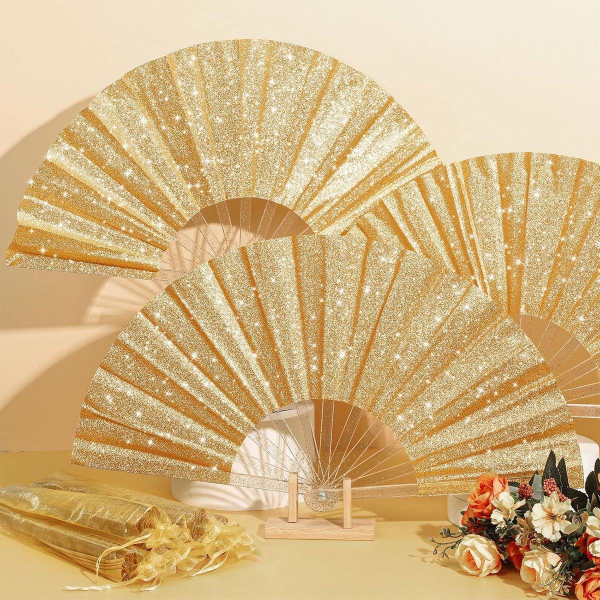 Large Gold Glitter Clack Fan – Perfect for Boots on the Ground Line Da ...