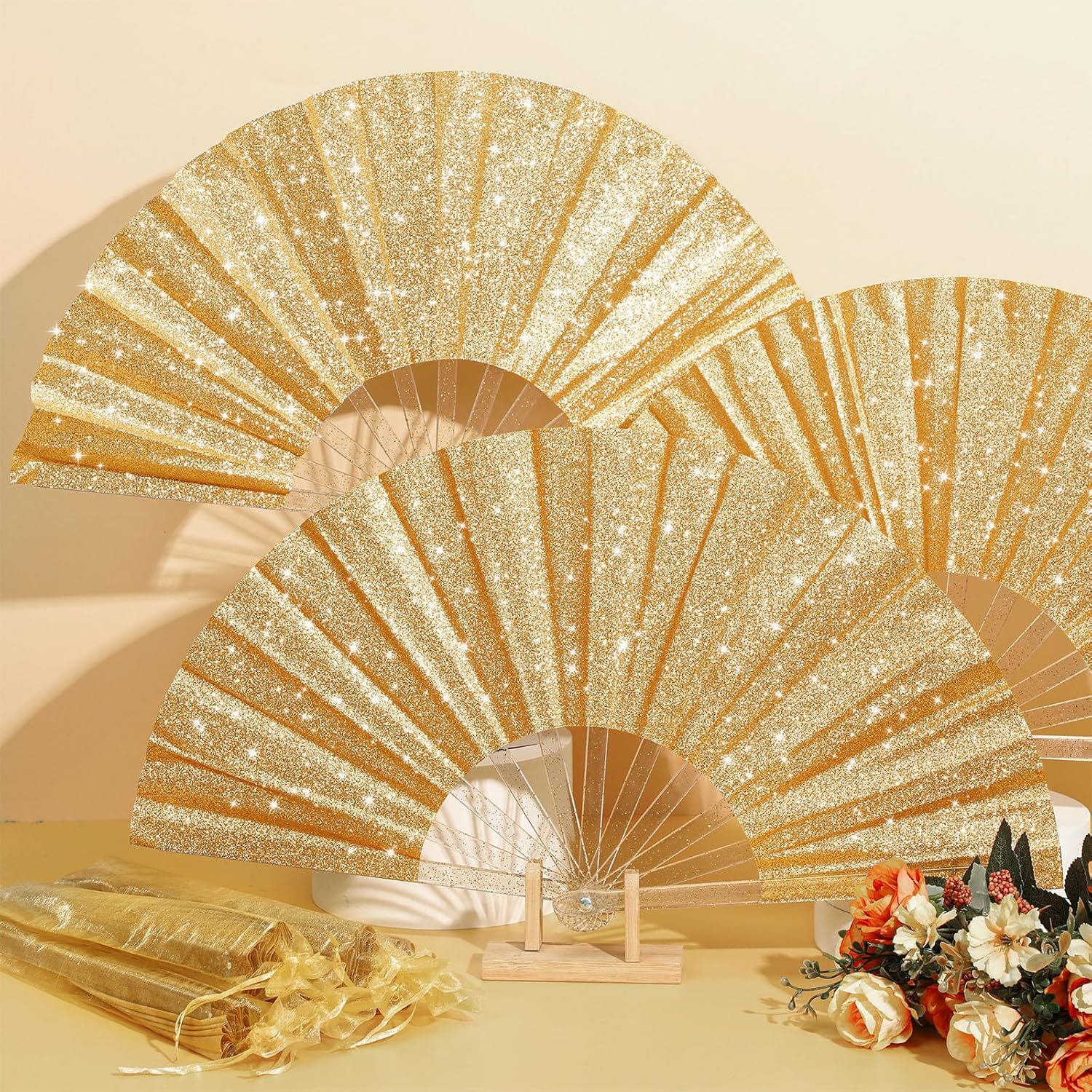 Large Gold Glitter Clack Fan – Perfect for Boots on the Ground Line Dance