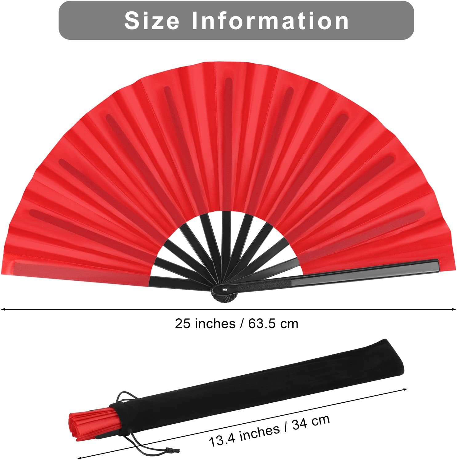 Large Red Silk Fan – Perfect for Boots on the Ground Line Dance & Performances