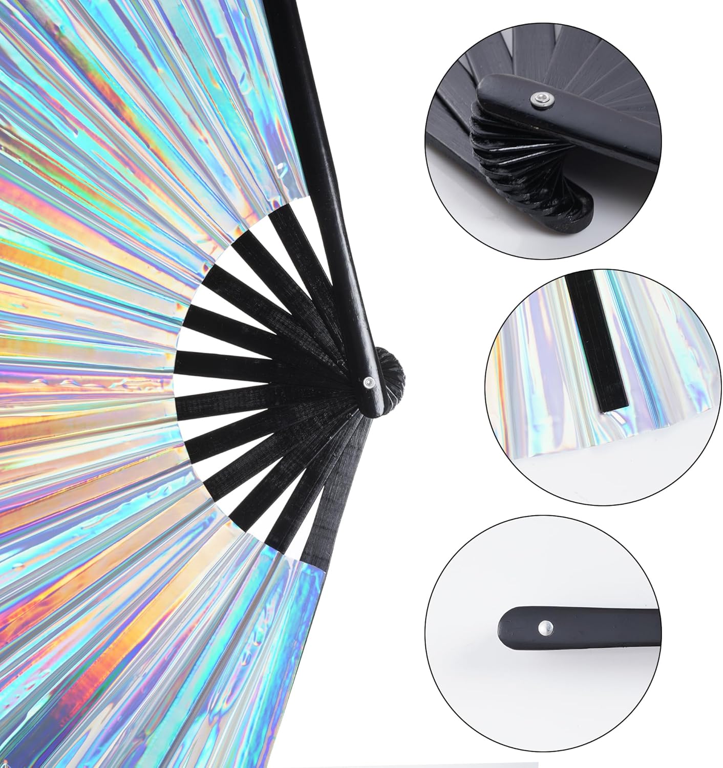 Large Silver Holographic Clack Fan – Perfect for Boots on the Ground Line Dance