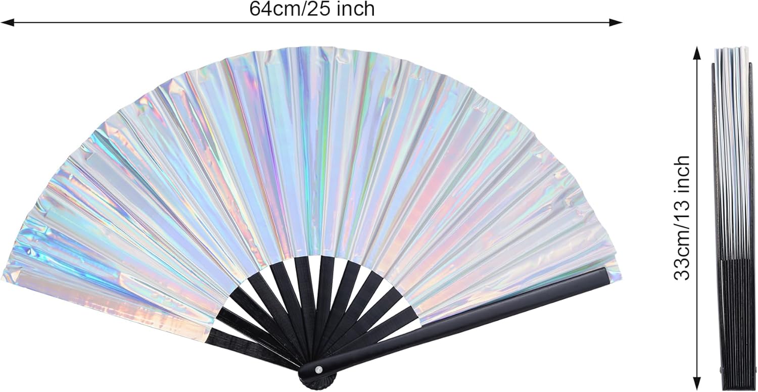 Large Silver Holographic Clack Fan – Perfect for Boots on the Ground Line Dance